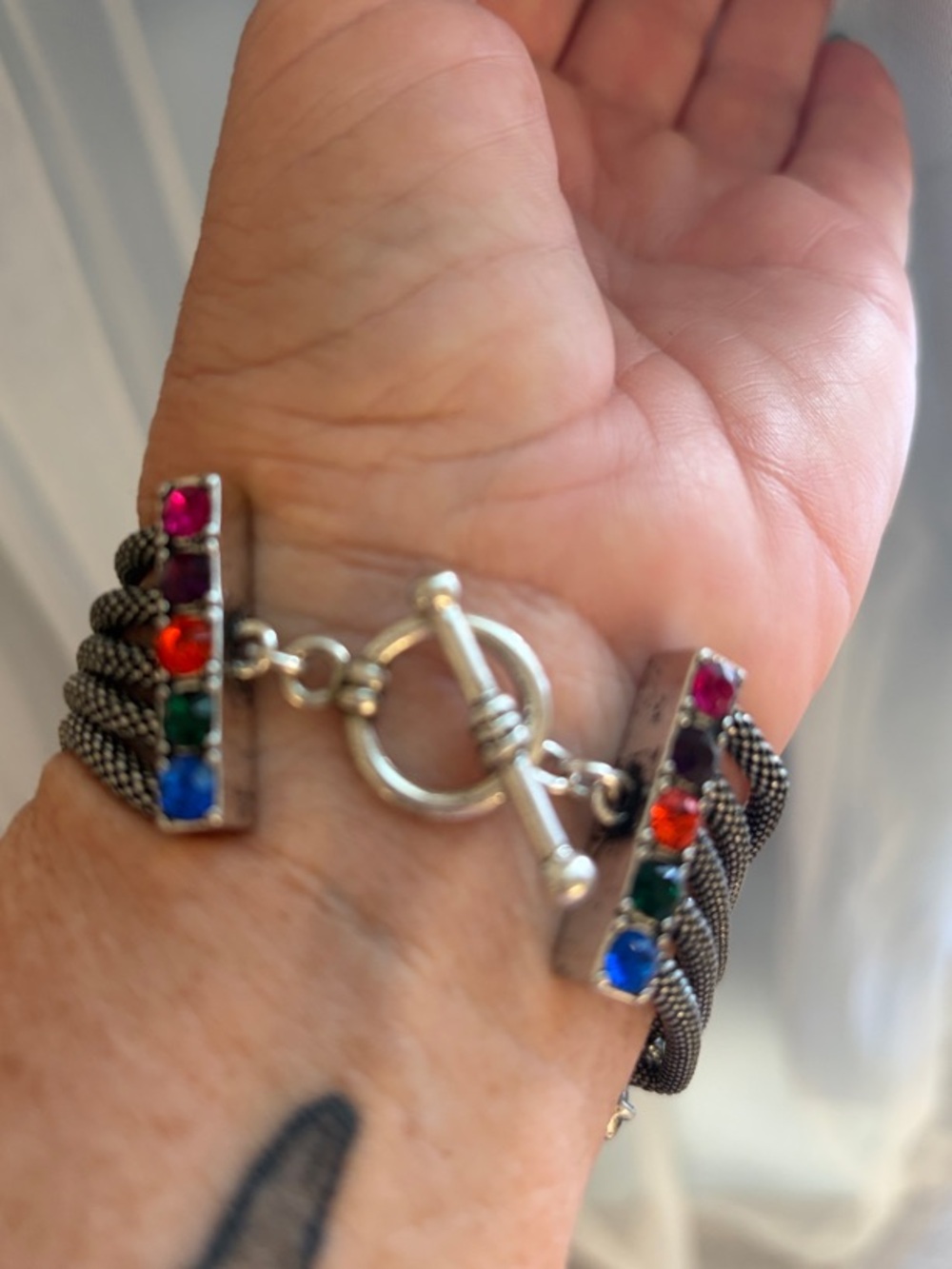 Multicolor Teardrop Crystal Statement Bracelet - Women Jewelry STUNNING - Picture 2 of 7